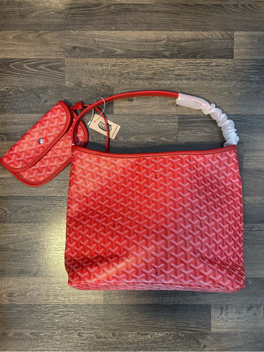 Red Patterned Women's Shoulder Bag with Coin Pouch